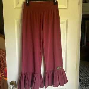 Matilda Jane Women’s Wide Leg Big Ruffle Pants S Mauve Pink Syllabus